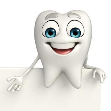 Teeth character with sign clipart