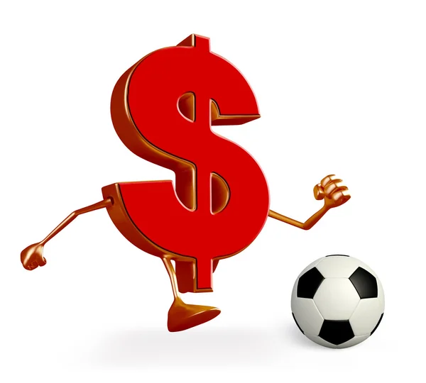 Dollar Character with football — Stock Photo, Image