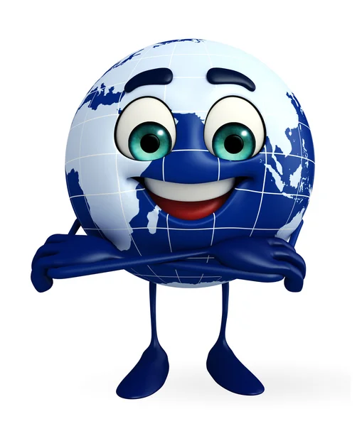 Globe Character taittuu käsi — kuvapankkivalokuva