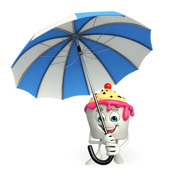Ice Cream karakter met paraplu — Stockfoto