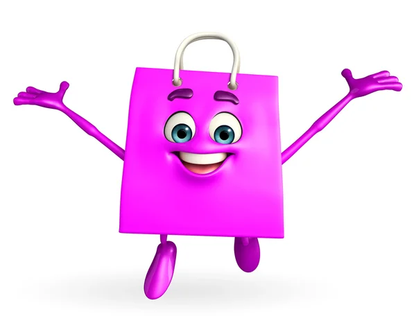 Shopping bag character is running — Stock Photo, Image