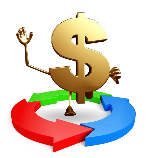 Dollar Character with arrow — Stock Photo, Image