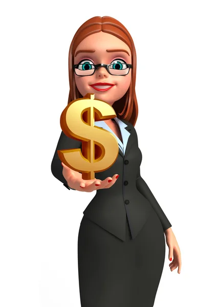 Young Business Woman with dollar sign — Stock Photo, Image