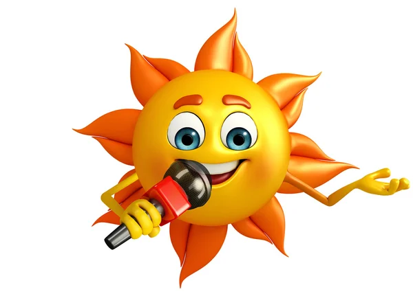 Sun Character With mike — Stock Photo, Image