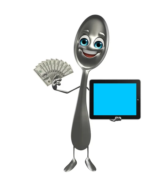 Personagem de colher com dólares — Fotografia de Stock