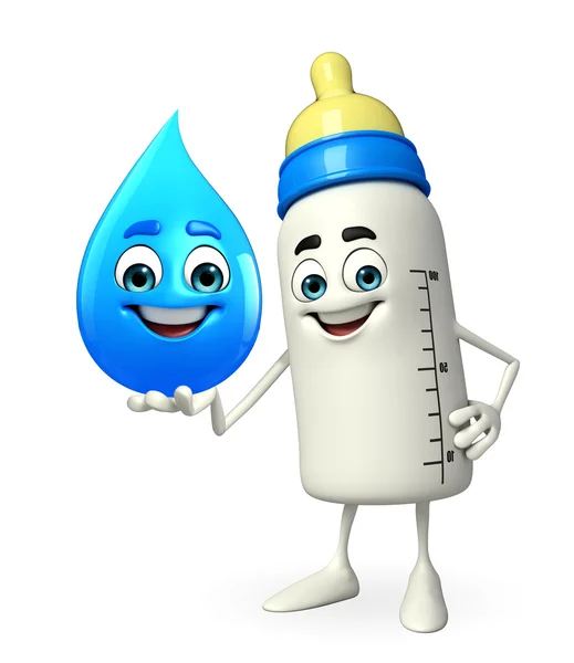 Bambino Bottiglia personaggio con goccia d'acqua — Foto Stock