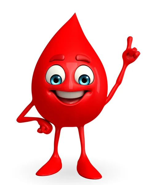 Blood Drop Character with pointing pose — Stock Photo, Image