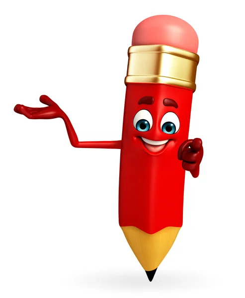 Pencil Character is pointing — Stock Photo, Image
