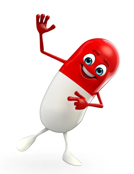 Pill Character is pointing — Stock Photo, Image