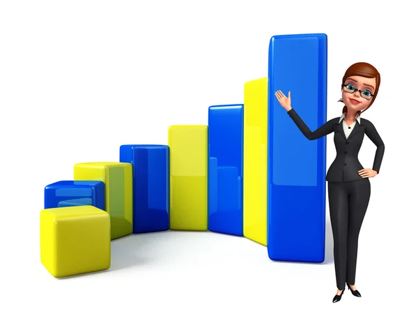 Young Business Woman with business graph — Stock Photo, Image