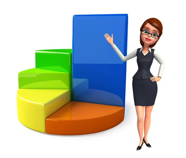 Office dívka s obchodní graf — Stock fotografie