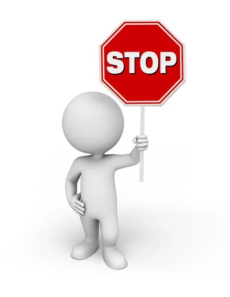 White character with stop sign — Stock Photo, Image