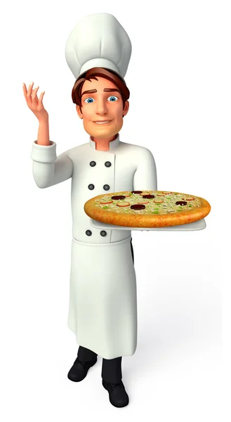 Jovem chef com pizza — Fotografia de Stock