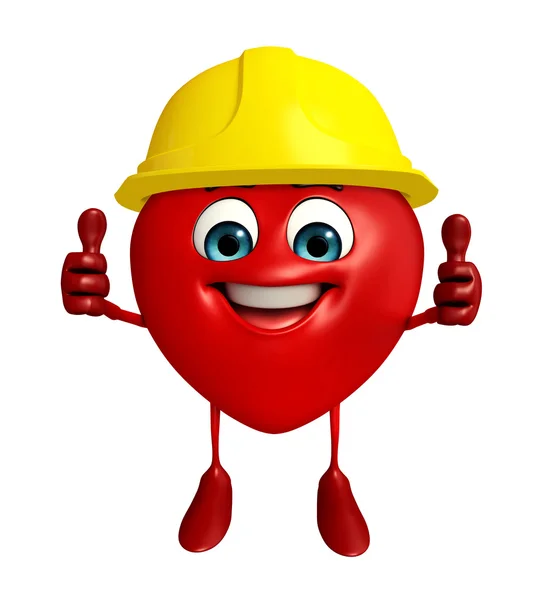 Heart Shape character with worker hat — Stock Photo, Image