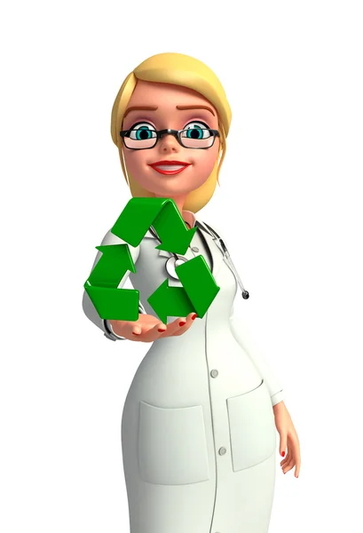 Jonge dokter met recycle pictogram — Stockfoto