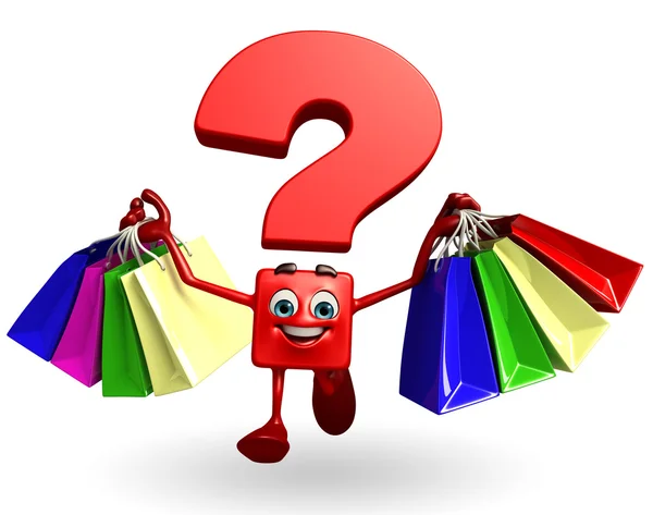 Question Mark character with shopping bag — Stock Photo, Image