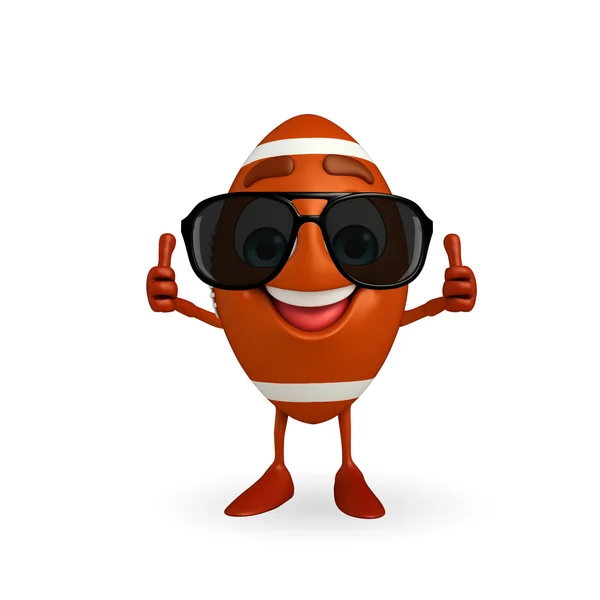 Rubgy ball character with happy pose — Stock Photo, Image