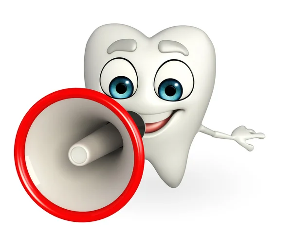 Teeth character with Loudspeaker — Stock Photo, Image