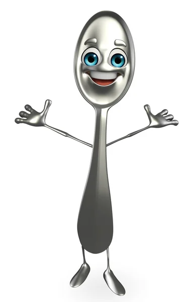 Spoon character is happy — Stock Photo, Image