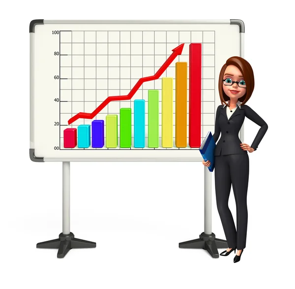 Young Business Woman with business graph — Stock Photo, Image