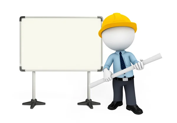 Young service man with display board — Stock Photo, Image