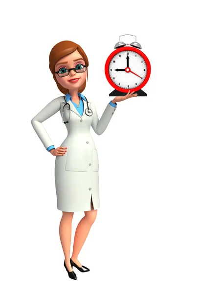 Young Doctor with table clock — Stock Photo, Image