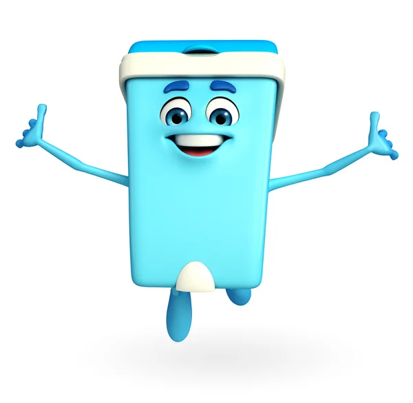 Dustbin Character is jumping — Stock Photo, Image