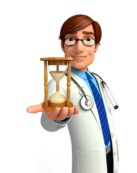 Young Doctor with sand clock — Stock Photo, Image