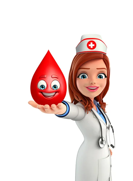 Nurse Character with blood drop — Stock Photo, Image