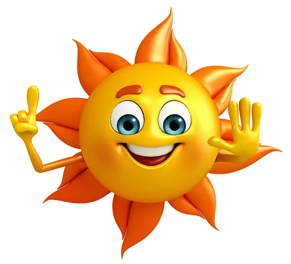 Sun Character is pointing — Stock Photo, Image