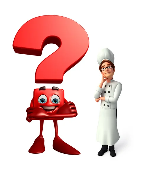 Young chef with question mark