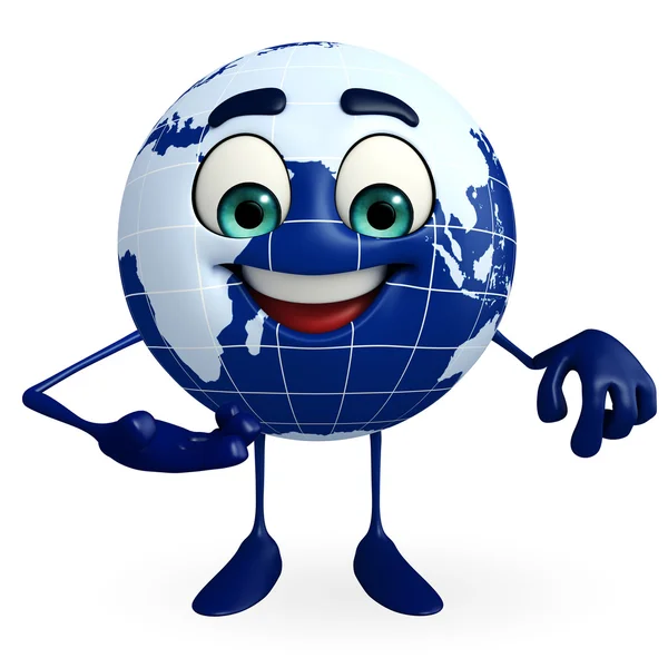 Personagem do globo com pose de apresentação — Fotografia de Stock