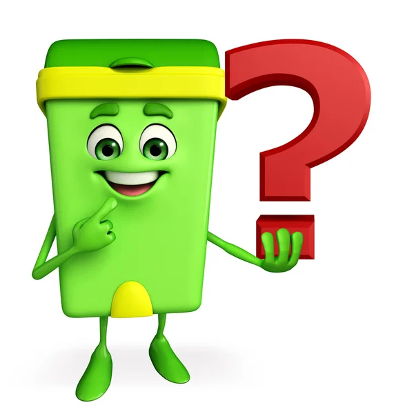Soru işareti karakteriyle çöp kovası — Stok fotoğraf