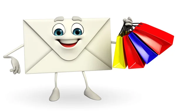 Mail Character with shopping bag — Stock Photo, Image