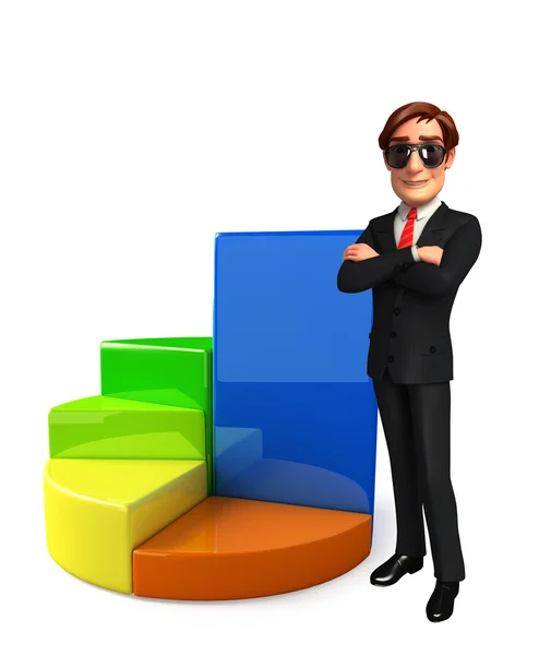 Young Business Man with business graph — Stock Photo, Image