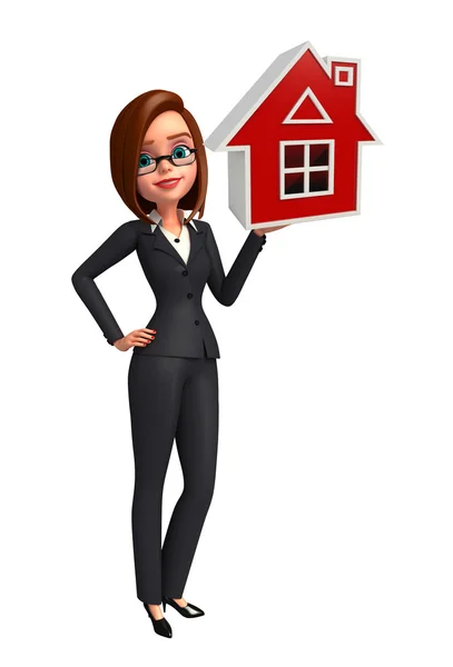 Junge Geschäftsfrau mit Zuhause — Stockfoto