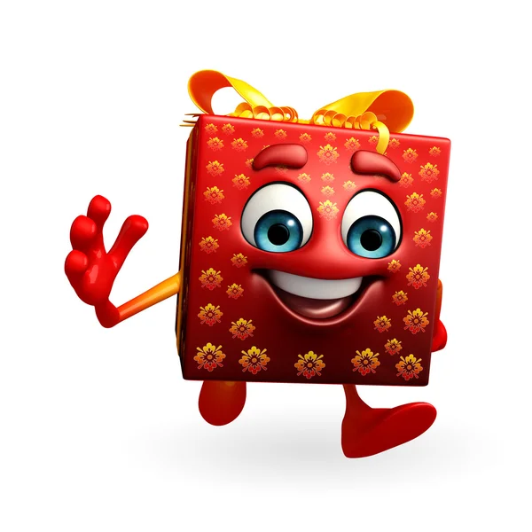 Gift Box Character is running — Stock Photo, Image