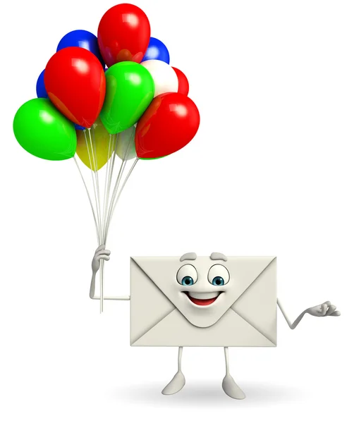 Charakter poczty z balonem — Zdjęcie stockowe