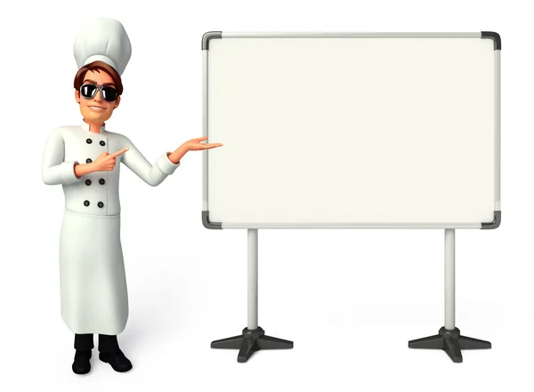 Young chef with display board — Stock Photo, Image