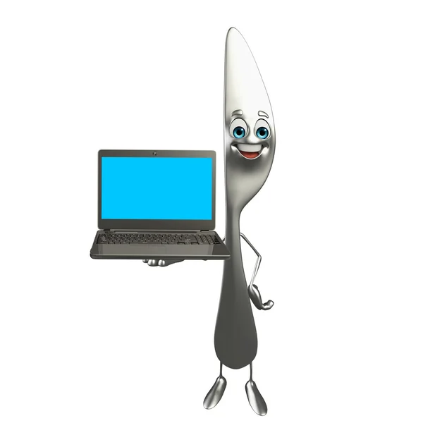 Messerfigur mit Laptop — Stockfoto