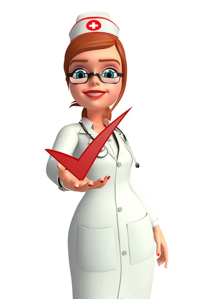 Young Nurse with right sign — Stock Photo, Image