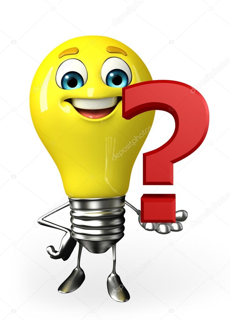 Light Bulb Character with question mark