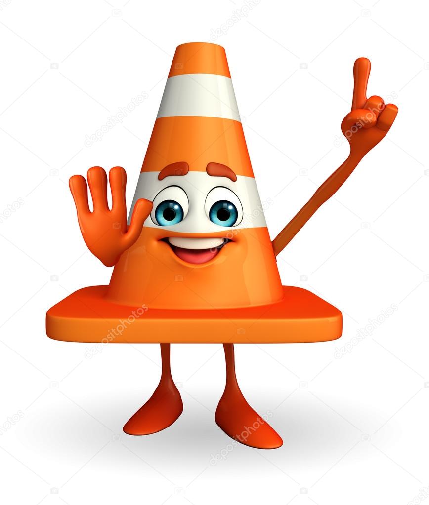 Construction Cone Character with pointing pose