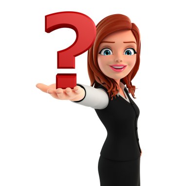 soru işareti ile genç iş kadını