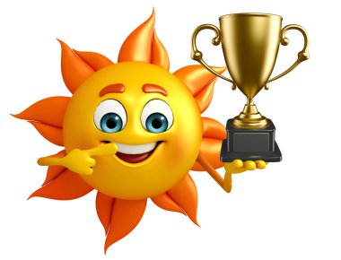 Güneş karakteri ile kupa