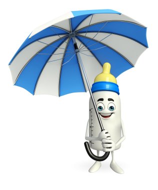 Bebek şişe karakter şemsiye ile