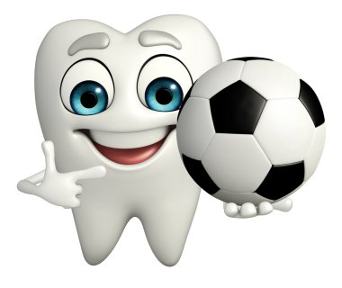 Teeth character with football clipart