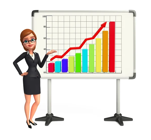 Ung affärskvinna med business graf — Stockfoto