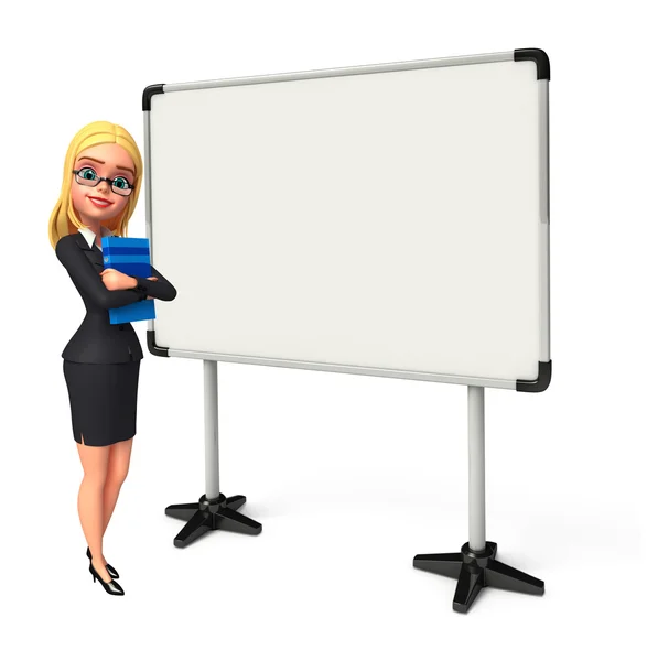 Young Business Woman with display board — Stock Photo, Image