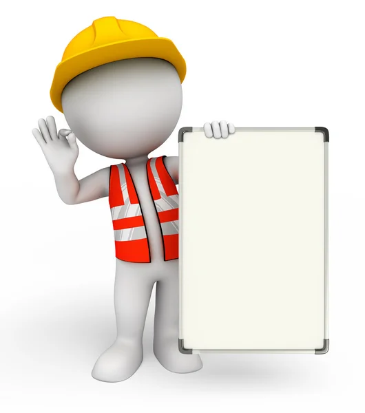 Young worker with display board — Stock Photo, Image